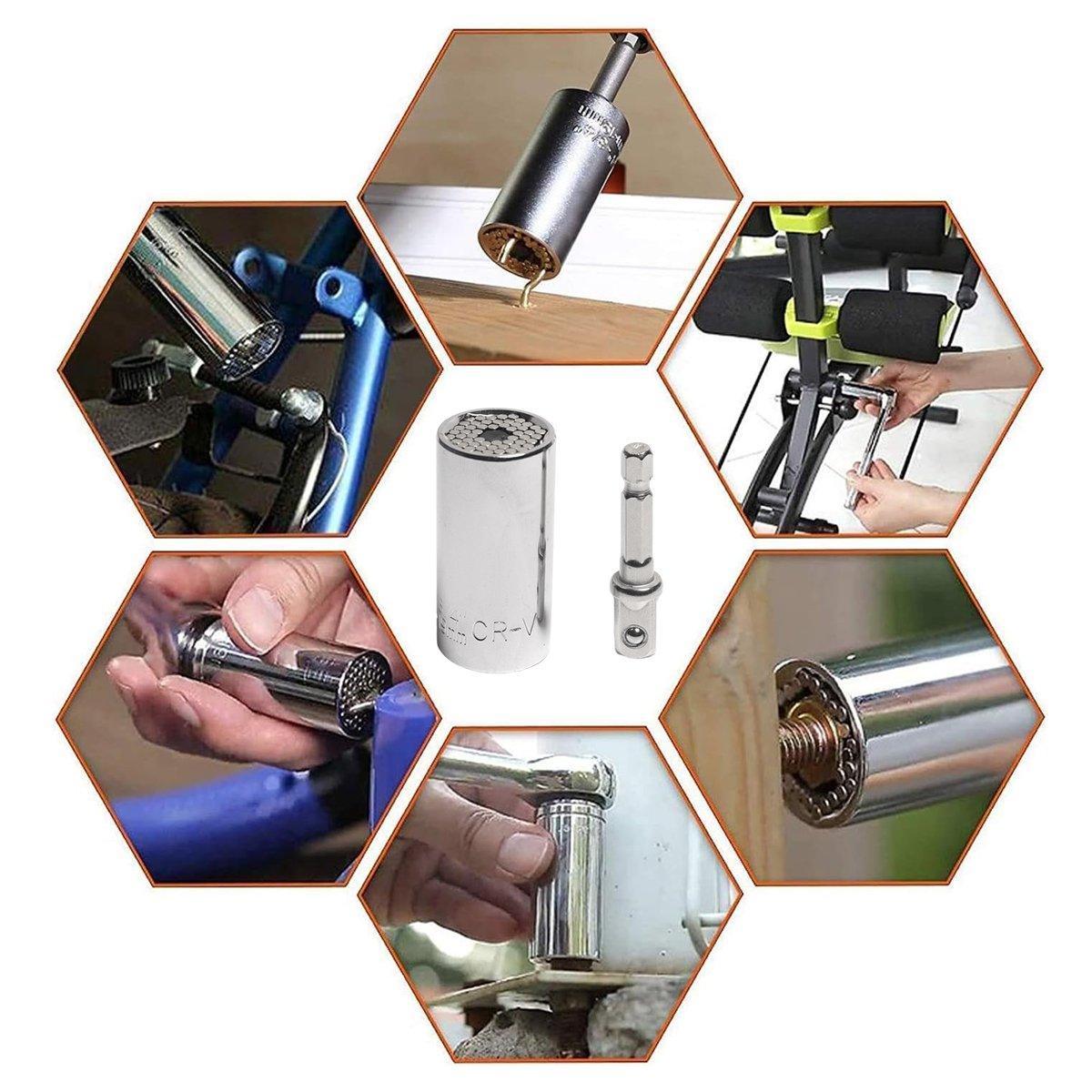 2PACK Universal Socket Grip Multi-Function Ratchet Wrench Power Drill Tool Gift