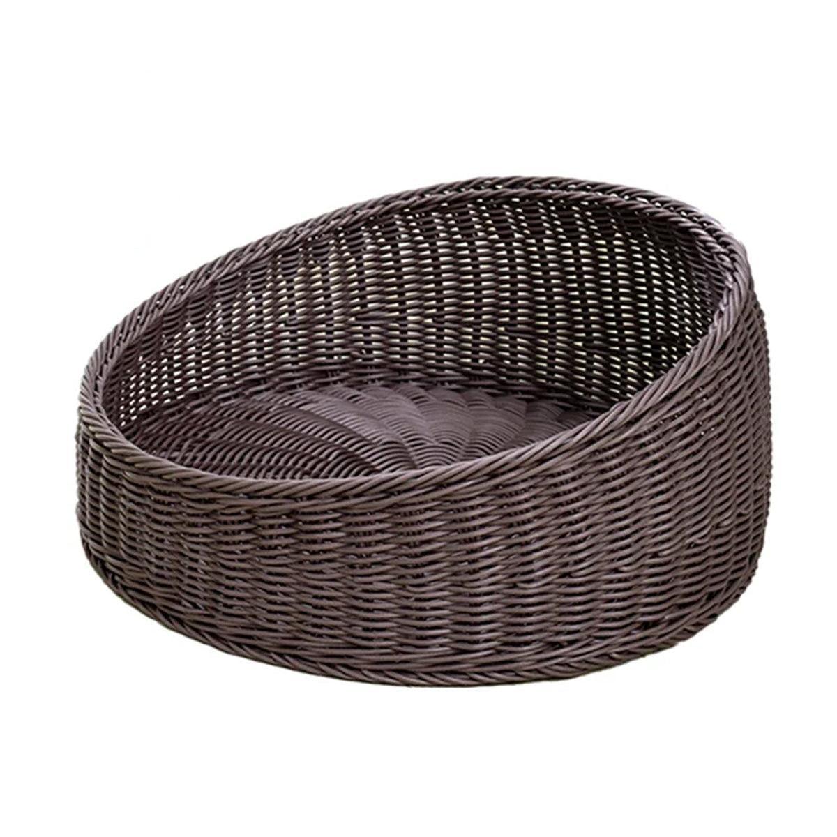 Rattan Cat Nest Four Seasons Open Cat House Summer Bed for Cats Pet Supplies - Coffee