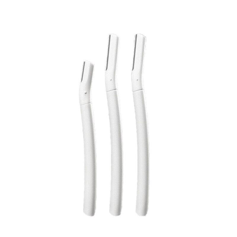 3Pcs Eyebrow Razor Set Facial Trimmer Shaver Blade Hair Remover Beauty Tool - Short+Long Eyebrow Razor+Scissor-White