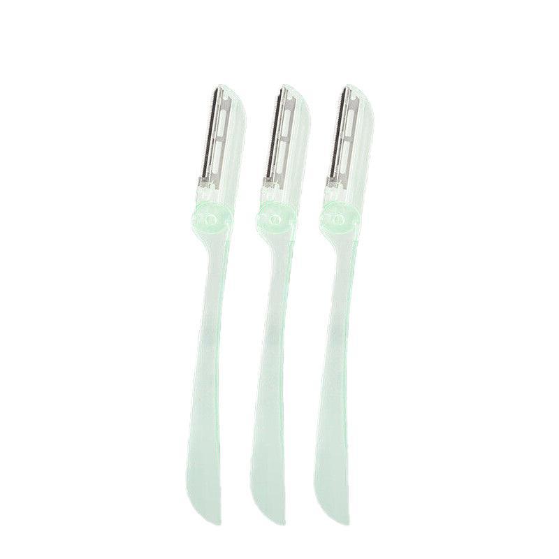 3Pcs Eyebrow Razor Set Facial Trimmer Shaver Blade Hair Remover Beauty Tool - Short+Long Eyebrow Razor+Scissor-White