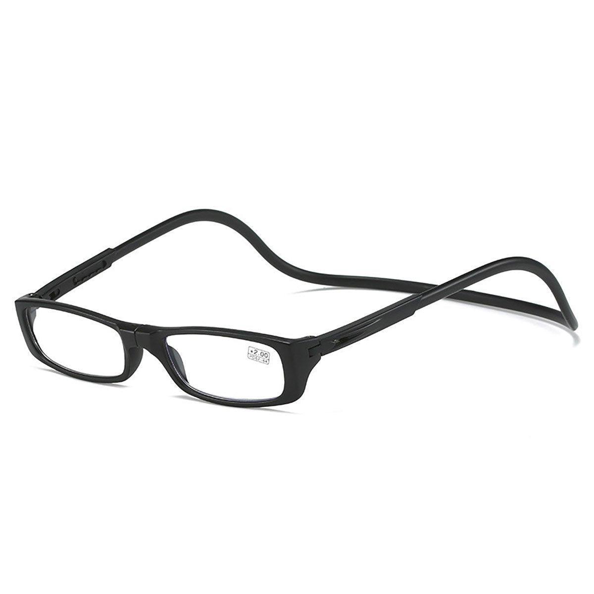 Folding Reading Glasses for Elderly Convenient Neck Hanging Portable Eyewear - Black-150