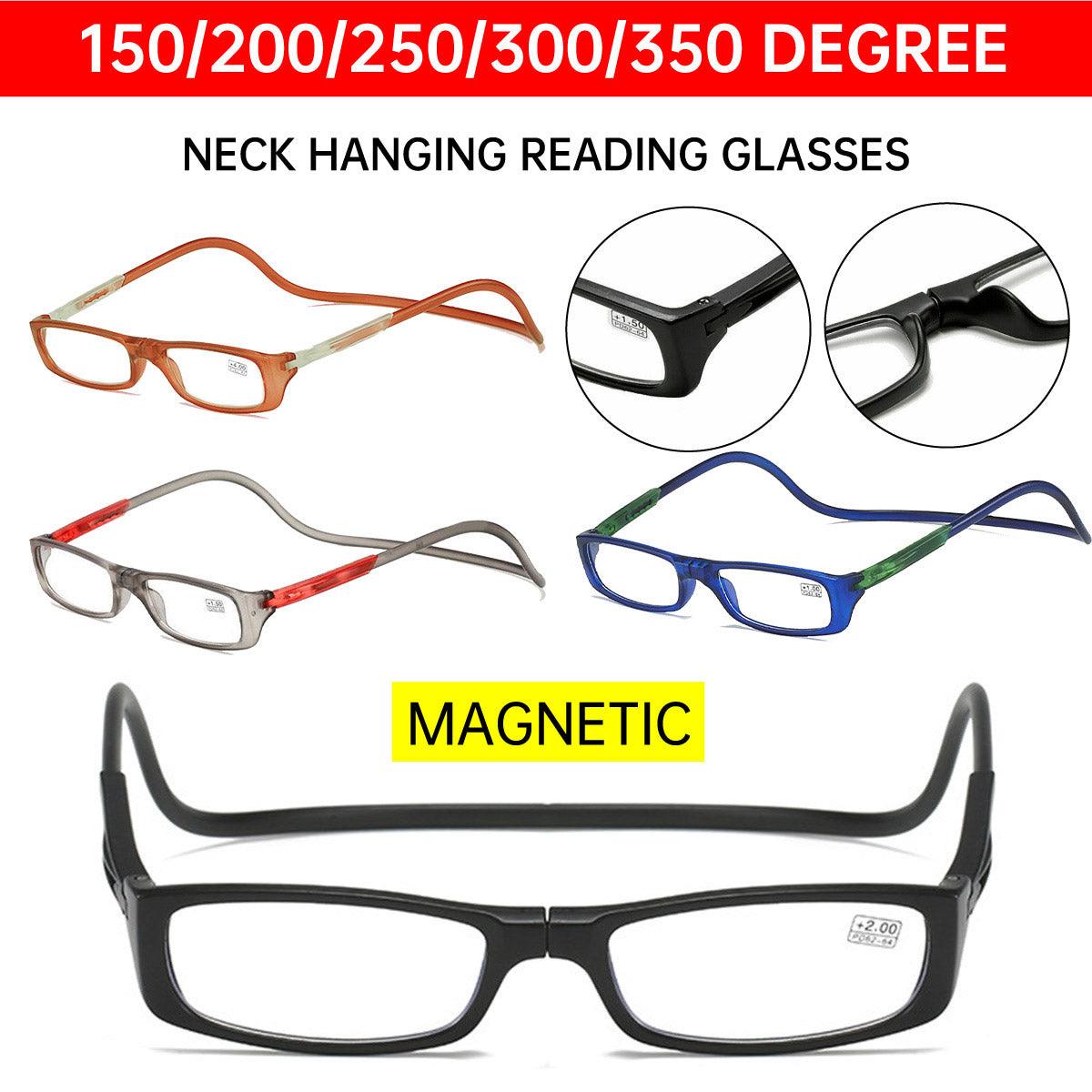 Folding Reading Glasses for Elderly Convenient Neck Hanging Portable Eyewear - Black-350