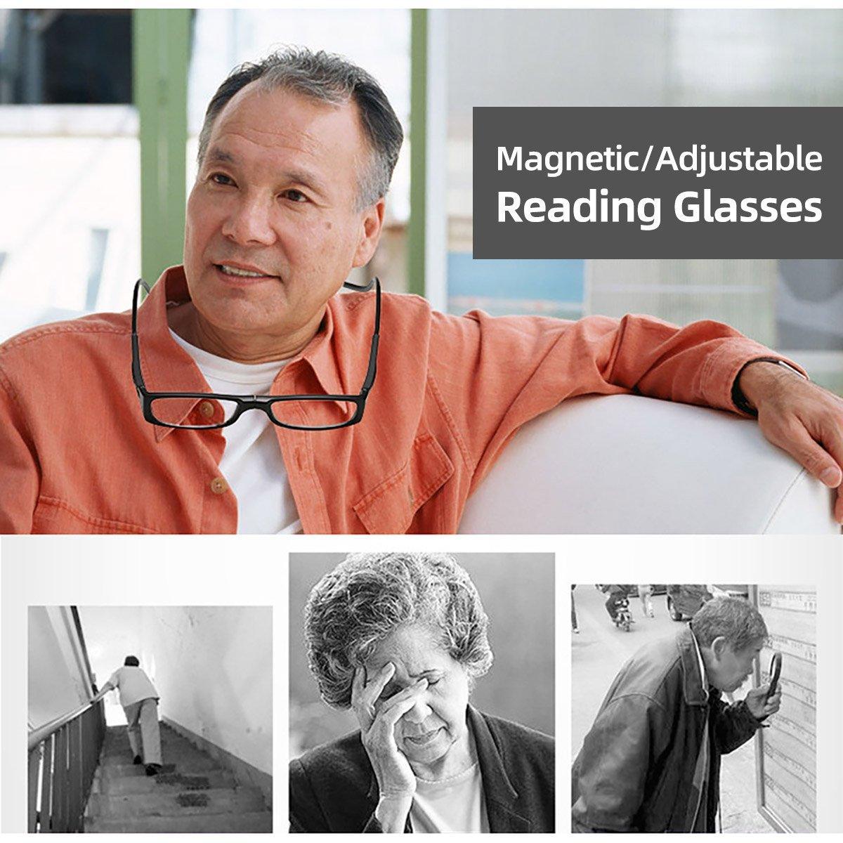 Folding Reading Glasses for Elderly Convenient Neck Hanging Portable Eyewear - Grey-200