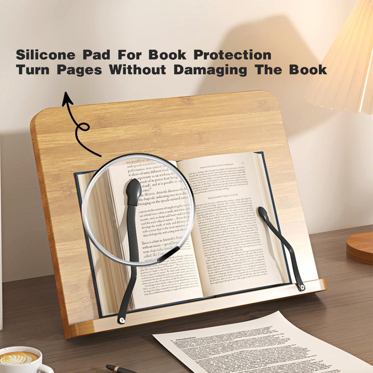 Wooden Adjustable Reading Stand Multifunctional Book Holder Bracket for Desk - Small