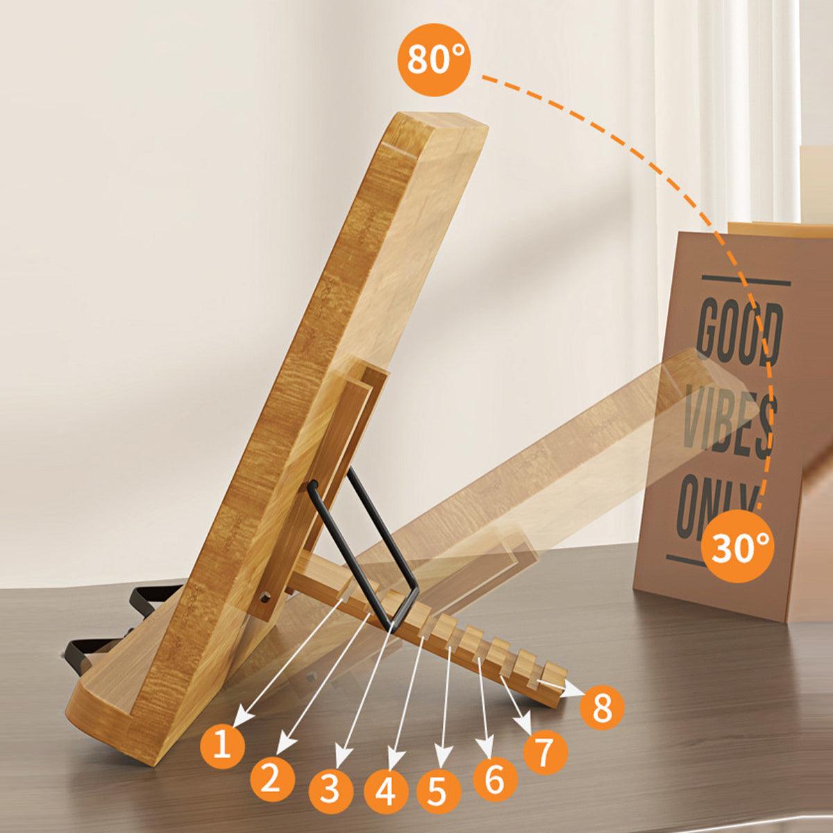Wooden Adjustable Reading Stand Multifunctional Book Holder Bracket for Desk - Small