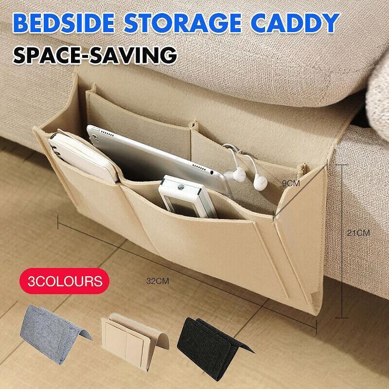 Storage Bag Hanging Sofa Bedside Organizer Caddy Pocket Bed Phone Book Holder Au - Black