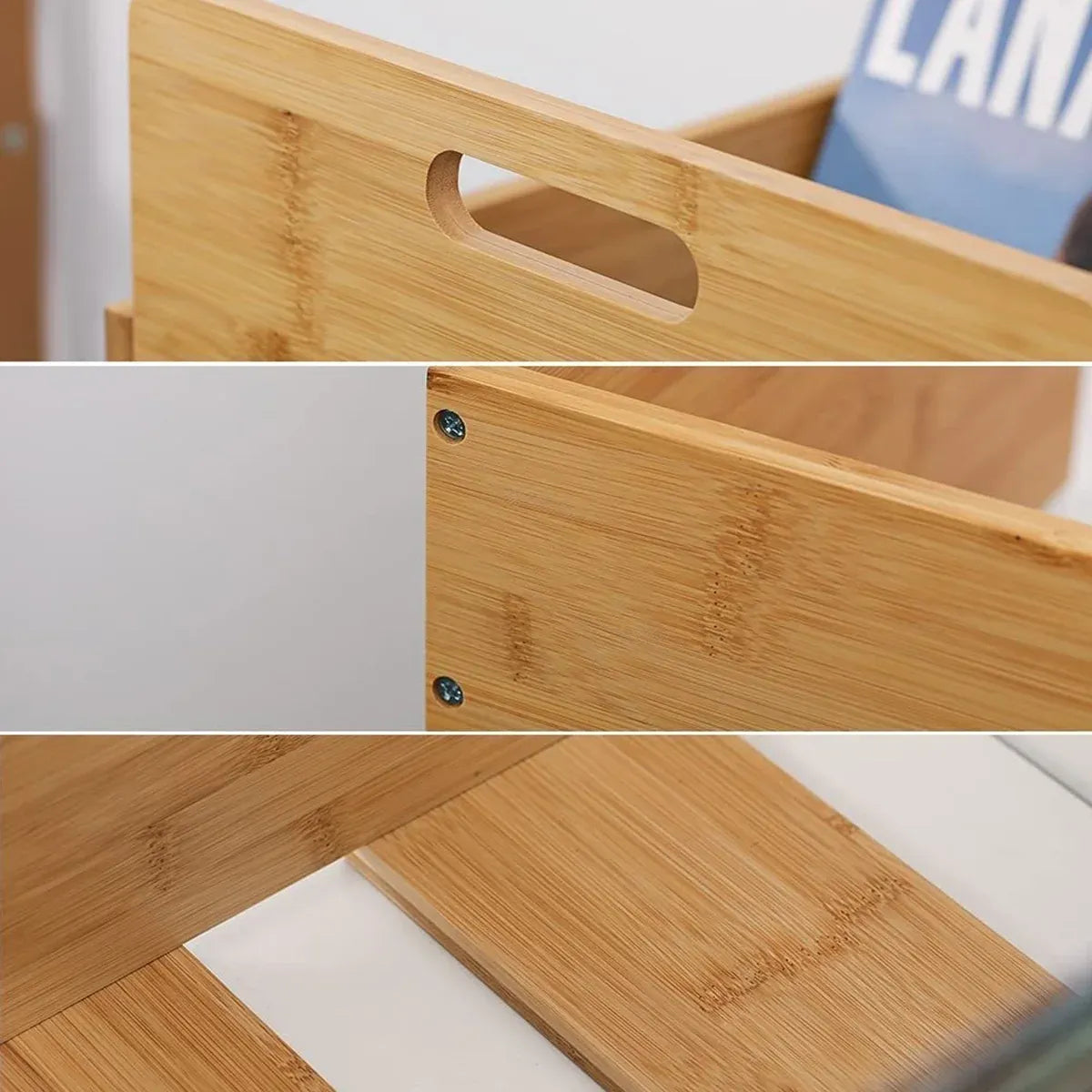 Bamboo Wood Record Stand Large Capacity Space Saving Vinyl Collection Display