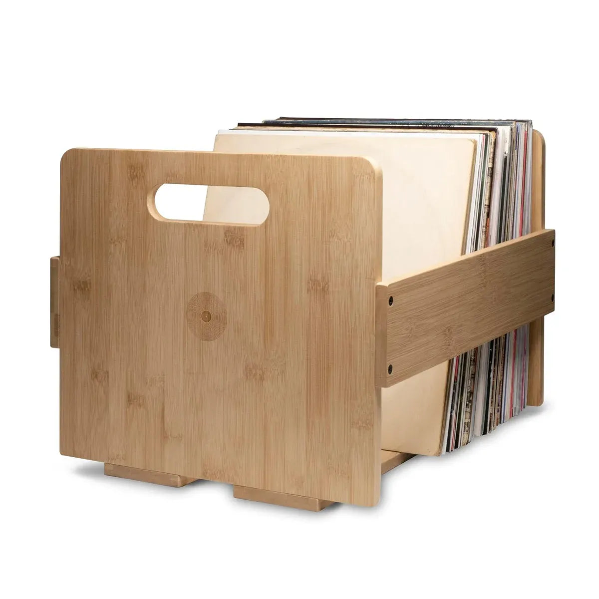Bamboo Wood Record Stand Large Capacity Space Saving Vinyl Collection Display