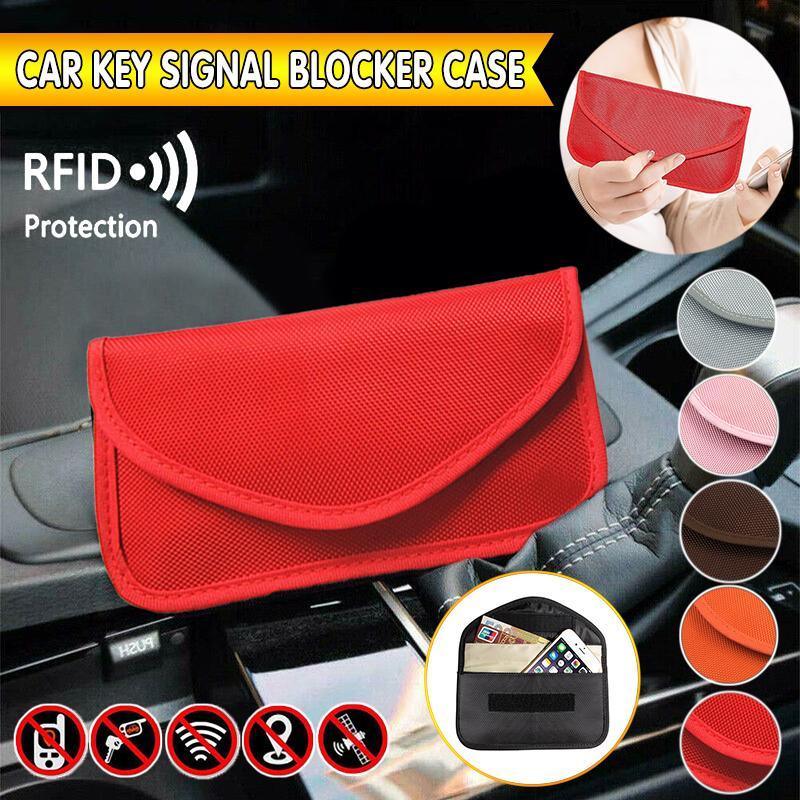Car Key Case For Faraday Cage Fob Pouch Keyless RFID Blocking Bag - Red