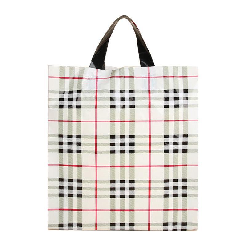 50x Reusable Plastic Tote Bag Eco Friendly Shopping Bags Durable Large Capacity - Red-Black 37*30*8cm