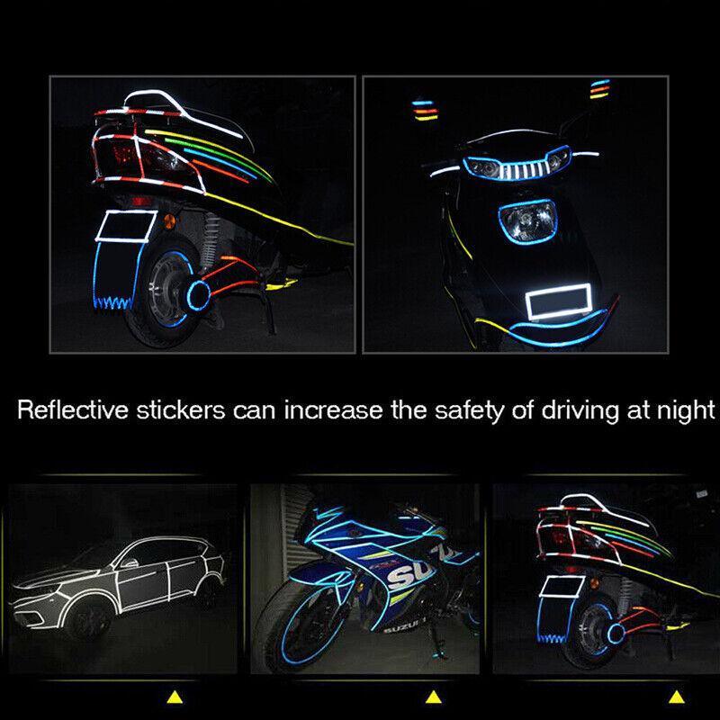 8m Reflective Tape for Bikes Cars Motorcycles Waterproof High Visibility Strip - Red