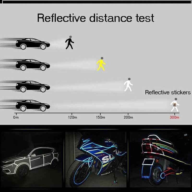 8m Reflective Tape for Bikes Cars Motorcycles Waterproof High Visibility Strip - Black-Yellow