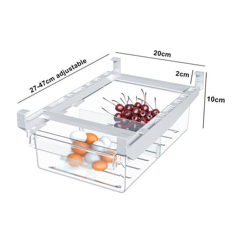 2PCS Adjustable Fridge Drawer Storage Box Under Shelf Refrigerator Organizer