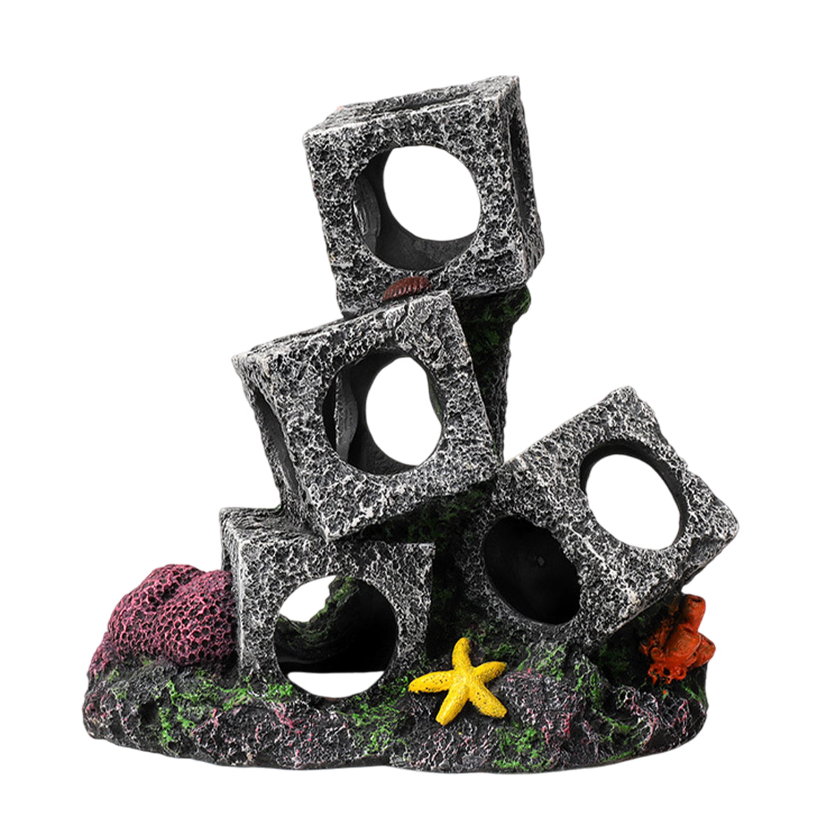 Fish Tank Shrimp Shelter House Square Stone Cave Aquarium Breeding Hiding Decor - 2 Squares