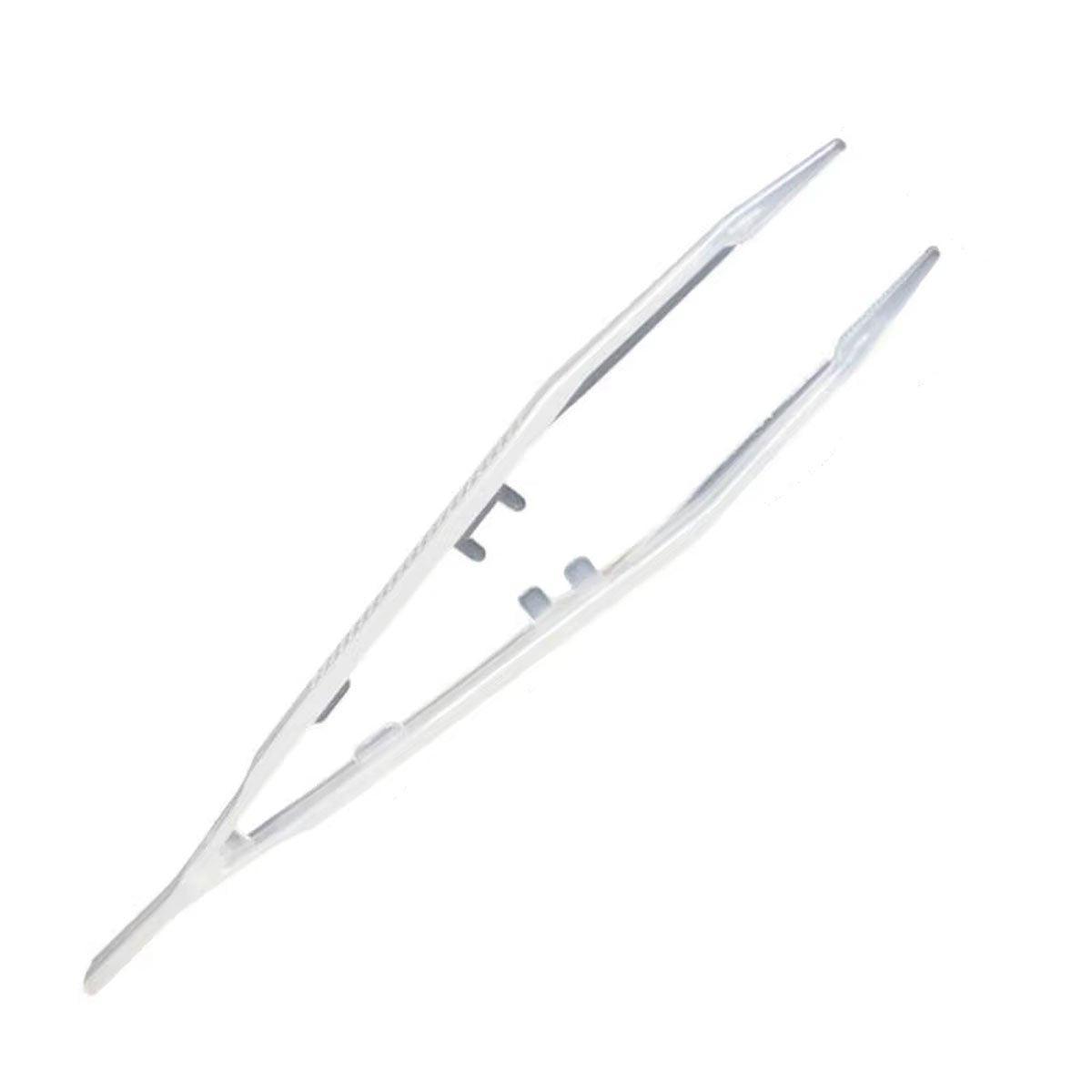 18cm Plastic Luminous Tweezer Feeding Tongs Straight for Reptile Feeder White