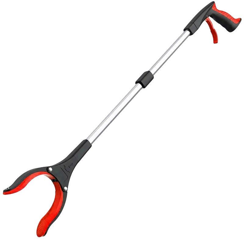 Folding Rubbish Picker Clip Hygiene Trash Grabber Long Handle Waste Cleaner Tool - Red