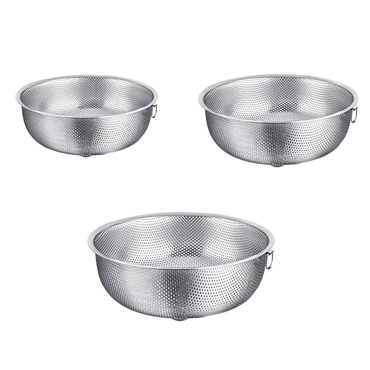 3-Piece Nested Drain Basket Set with Side Handles