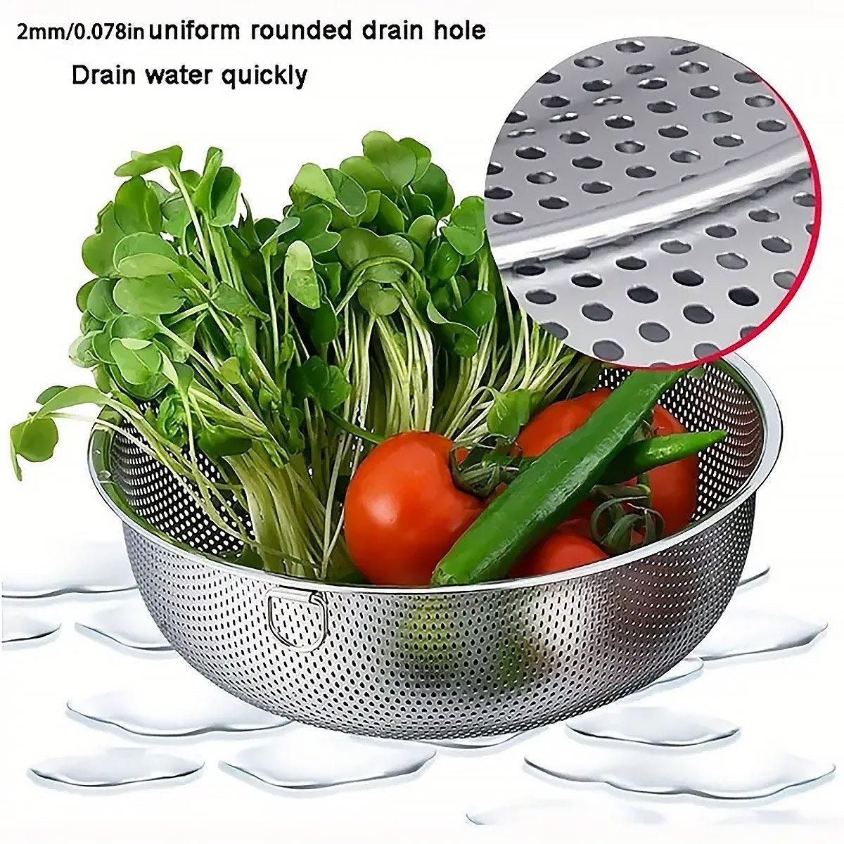 3-Piece Nested Drain Basket Set with Side Handles