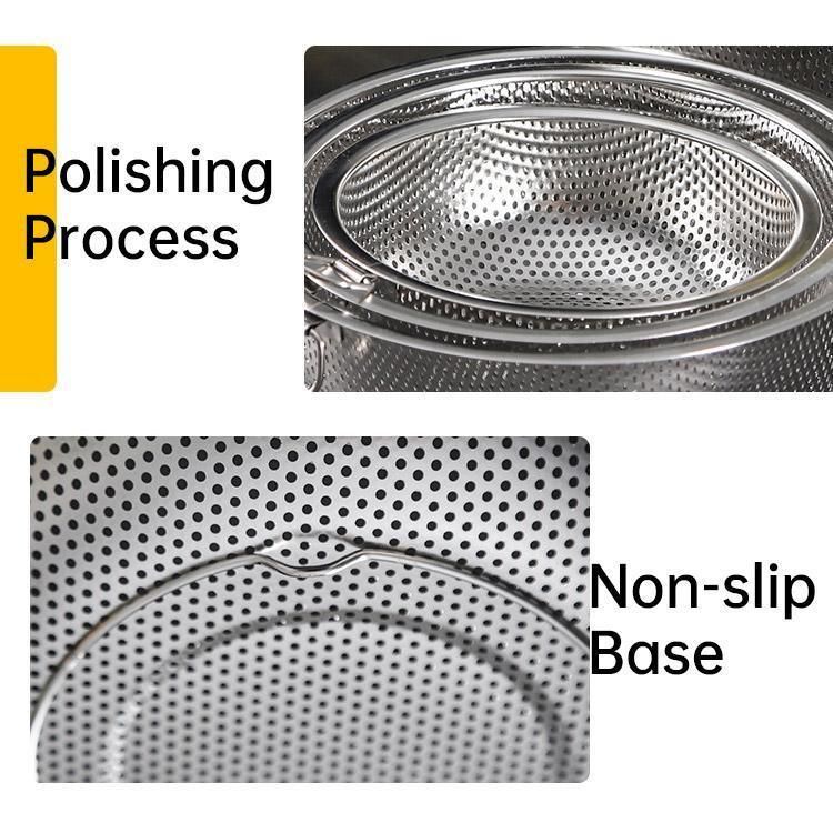 3-Piece Nested Drain Basket Set with Side Handles