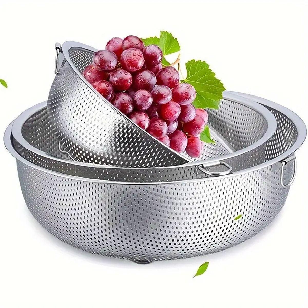 3-Piece Nested Drain Basket Set with Side Handles