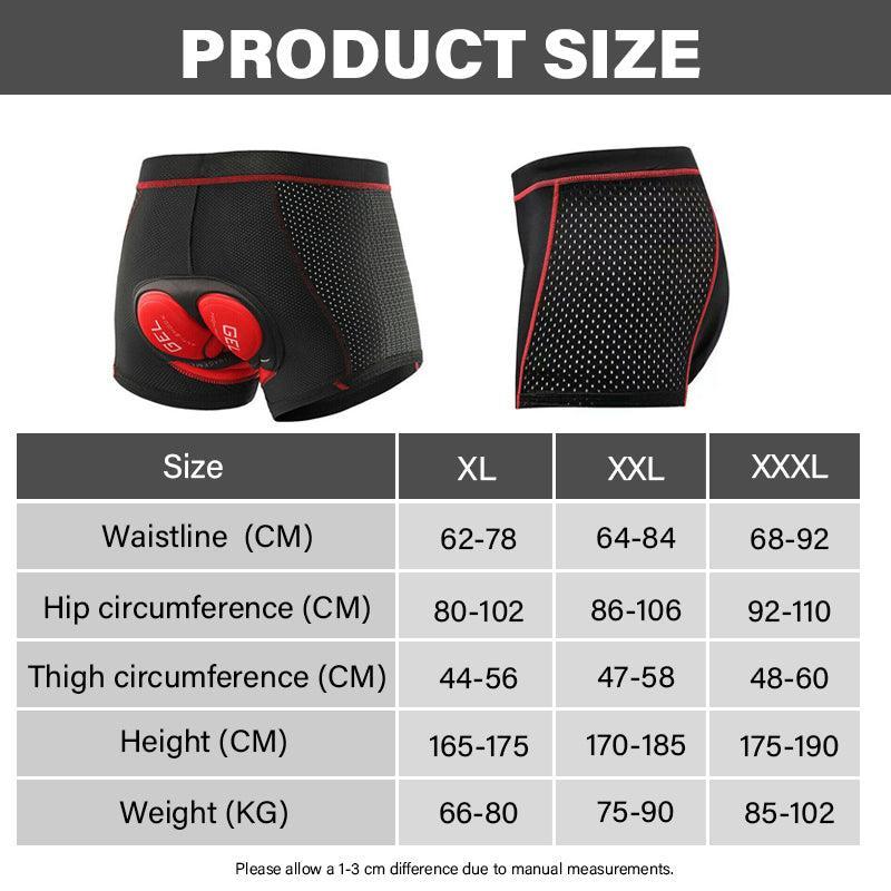 Crocox Men'S Cycling Shorts 3D Padded Riding Underwear Quick-Dry Bicycle Pants - XL