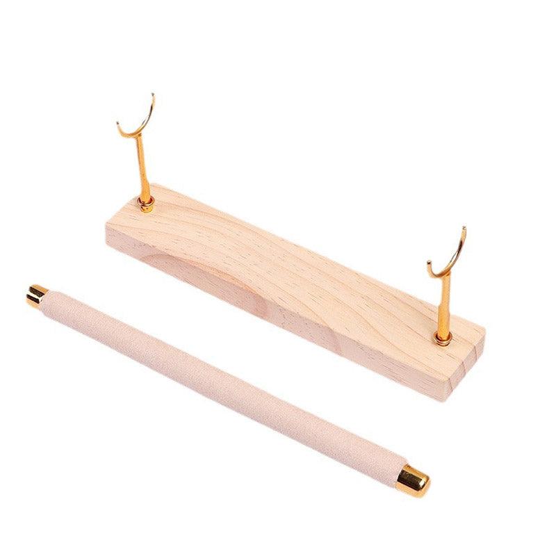 Simple Wooden Jewellery Organizer Rack Ring Display Stand for Rings Earrings - Double