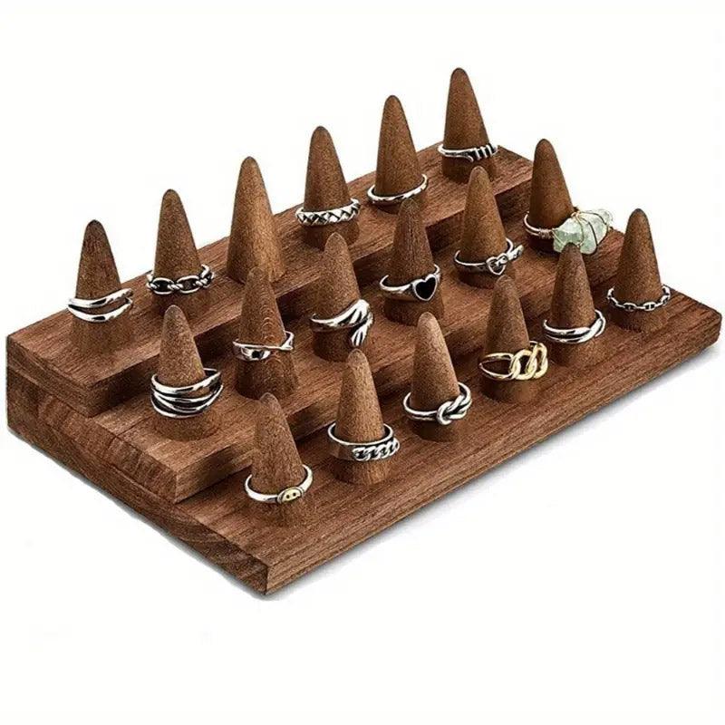Wooden Jewellery Display Stand Ring Holder Rack for Ring Organization Storage