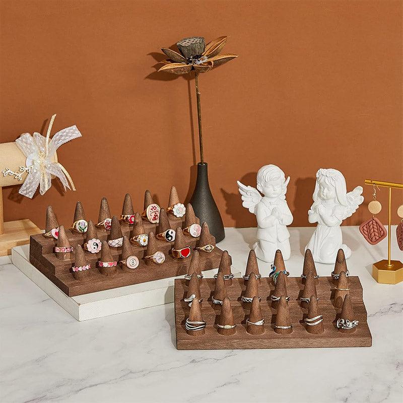 Wooden Jewellery Display Stand Ring Holder Rack for Ring Organization Storage
