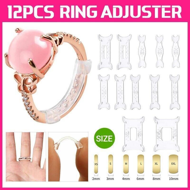 12PCS Ring Size Adjuster Set Invisible Plastic Resizer for Loose Rings Comfort Fit