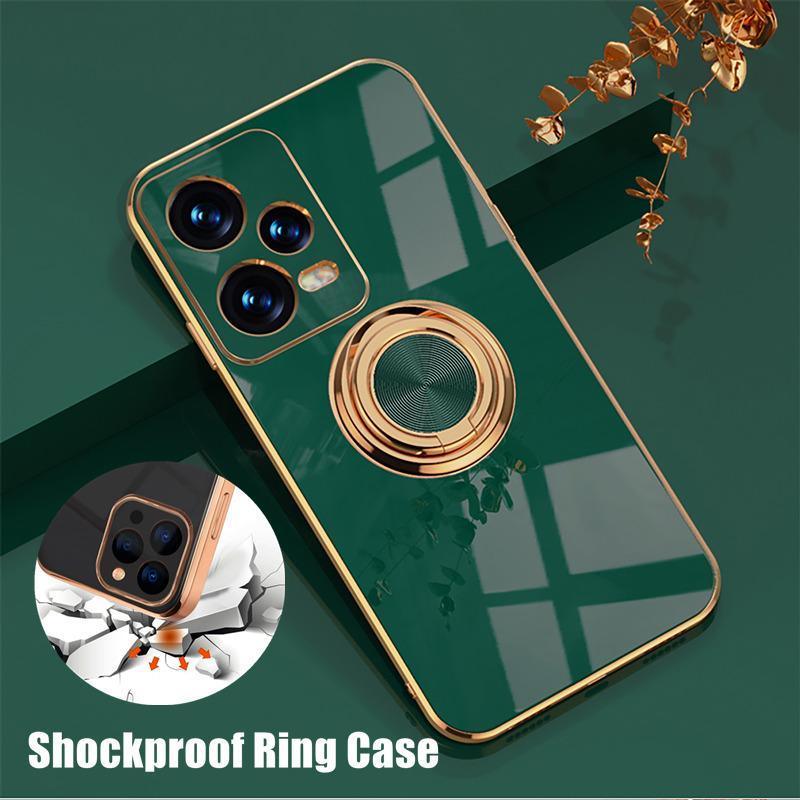 Dark Green Luxury Shockproof Silicone Ring Case Stand Cover for iPhone 14 13 12 Pro Max - iPhone 13 Pro Max