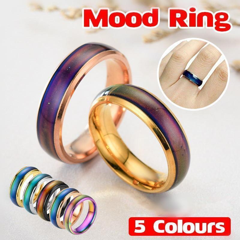 Mood Colour Changing Ring Temperature Sensitive Stainless Steel US Size 8 - Colourful