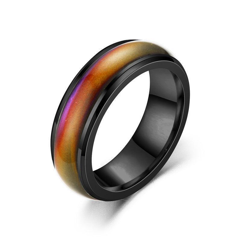 Mood Colour Changing Ring Temperature Sensitive Stainless Steel US Size 8 - Colourful