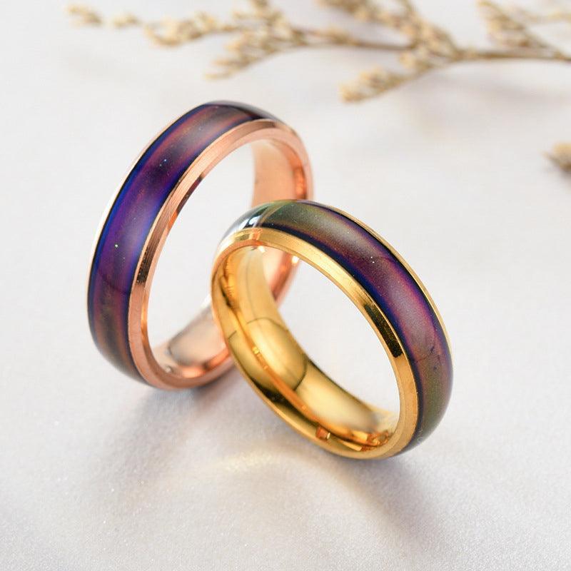 Mood Colour Changing Temperature Ring for Emotional Expression US Size 12 - Rose Gold