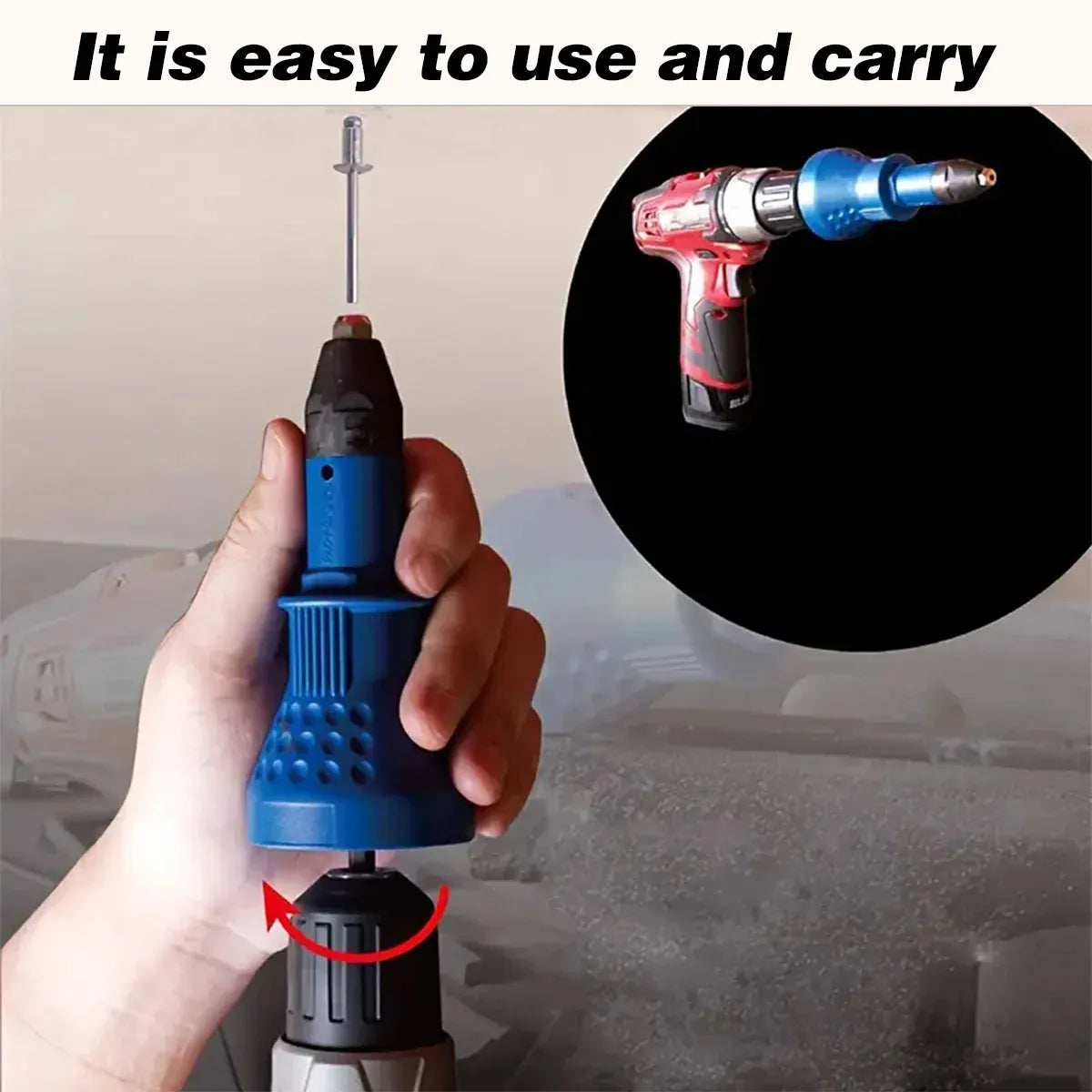 Electric Riveting Set 3pcs Swivel Head Adapter Drill Riveting Tool Heavy Duty
