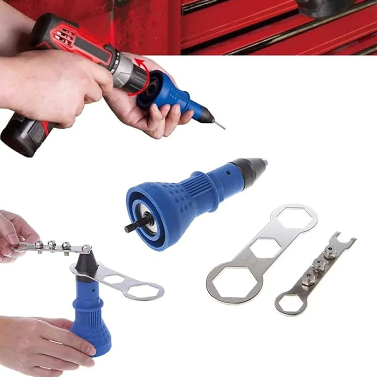 Electric Riveting Set 3pcs Swivel Head Adapter Drill Riveting Tool Heavy Duty