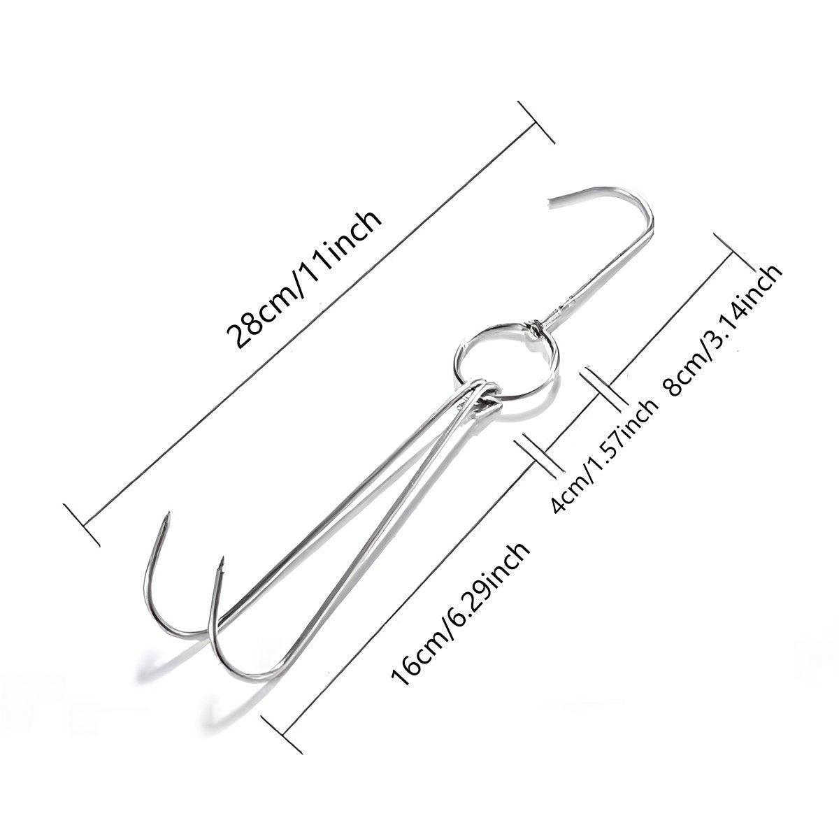 10PCS Stainless Steel Roast Duck Hooks Duty Double Hooks for Chicken Meat Goose