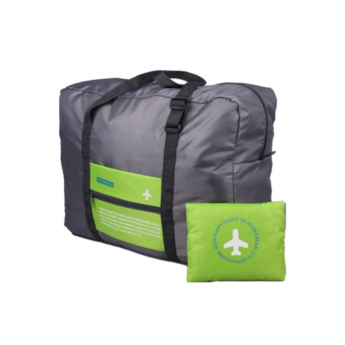 Nylon Waterproof Collapsible Travel Bag Large Suitcase Clothing Organizer - Green