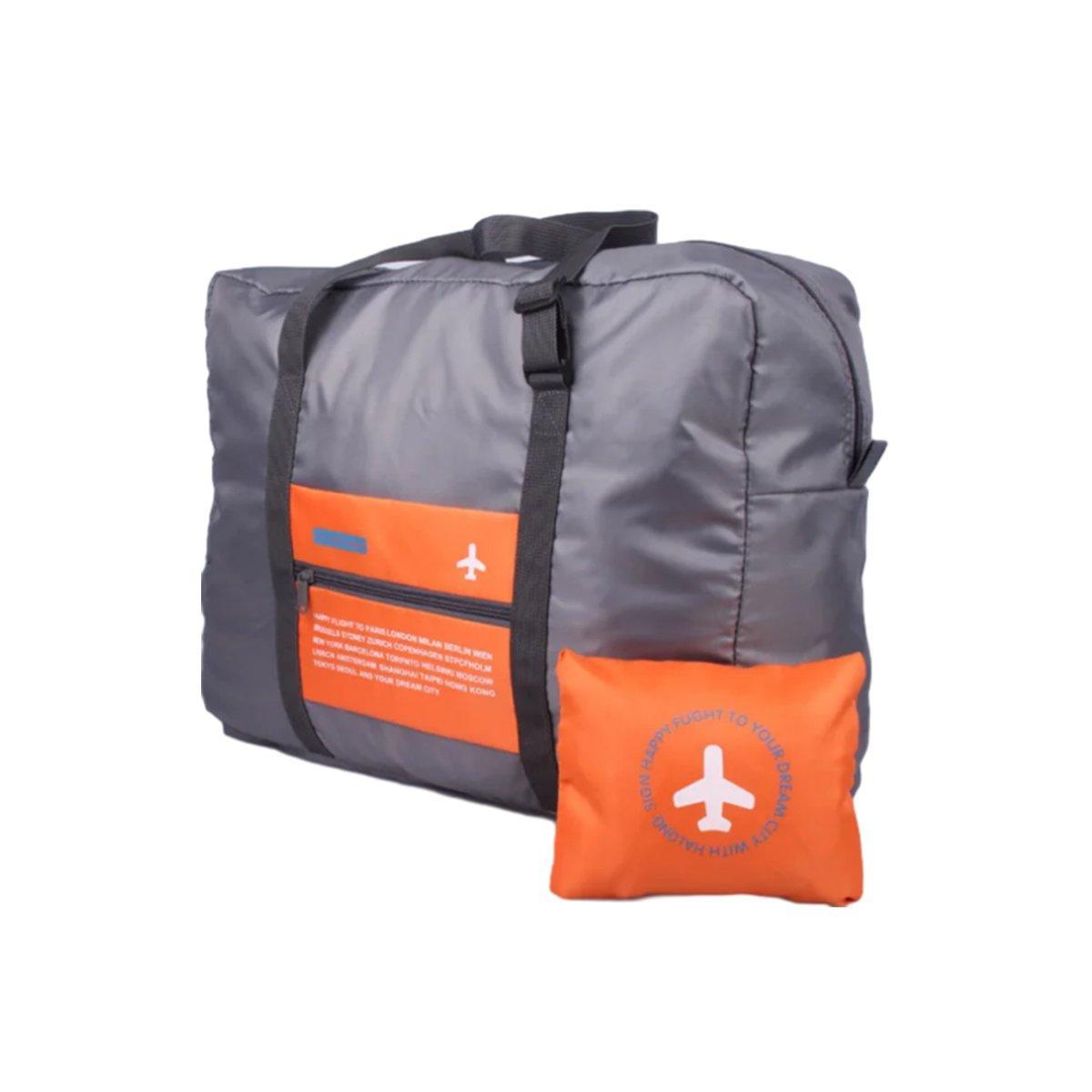 Nylon Waterproof Collapsible Travel Bag Large Suitcase Clothing Organizer - Orange