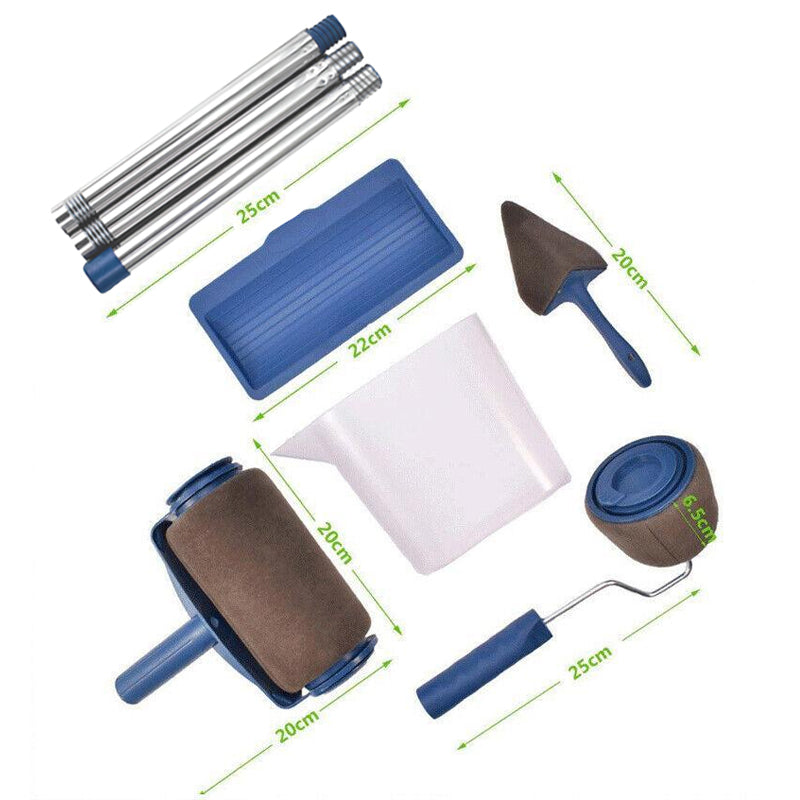 8Pcs/Set Pro Paint Roller Brush Handle Flocked Edger Wall Painting Hand Tool