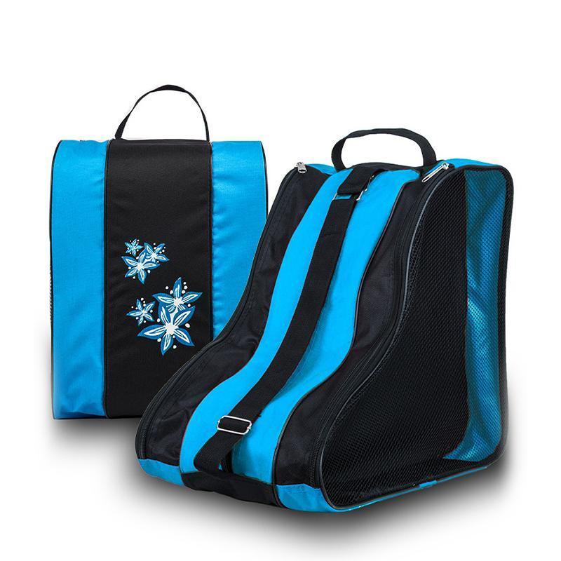 Rollerblading Ice Skate Carry Bag with Adjustable Shoulder Strap for All Ages - Blue