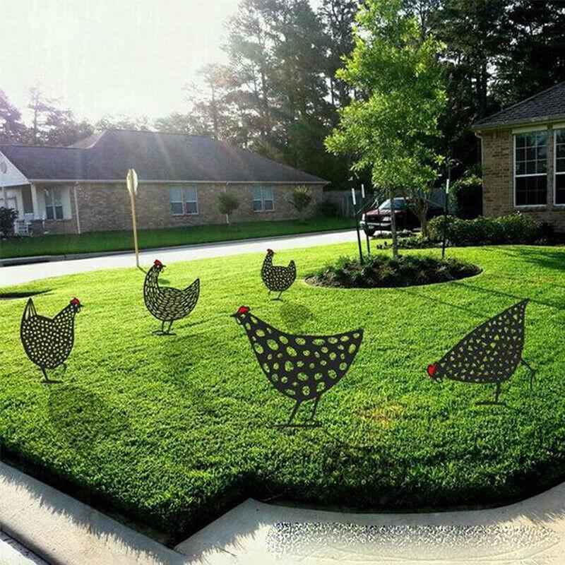 Garden Ornaments Chicken Yard Art Garden Backyard Lawn Decor Gift Easter Deco - B