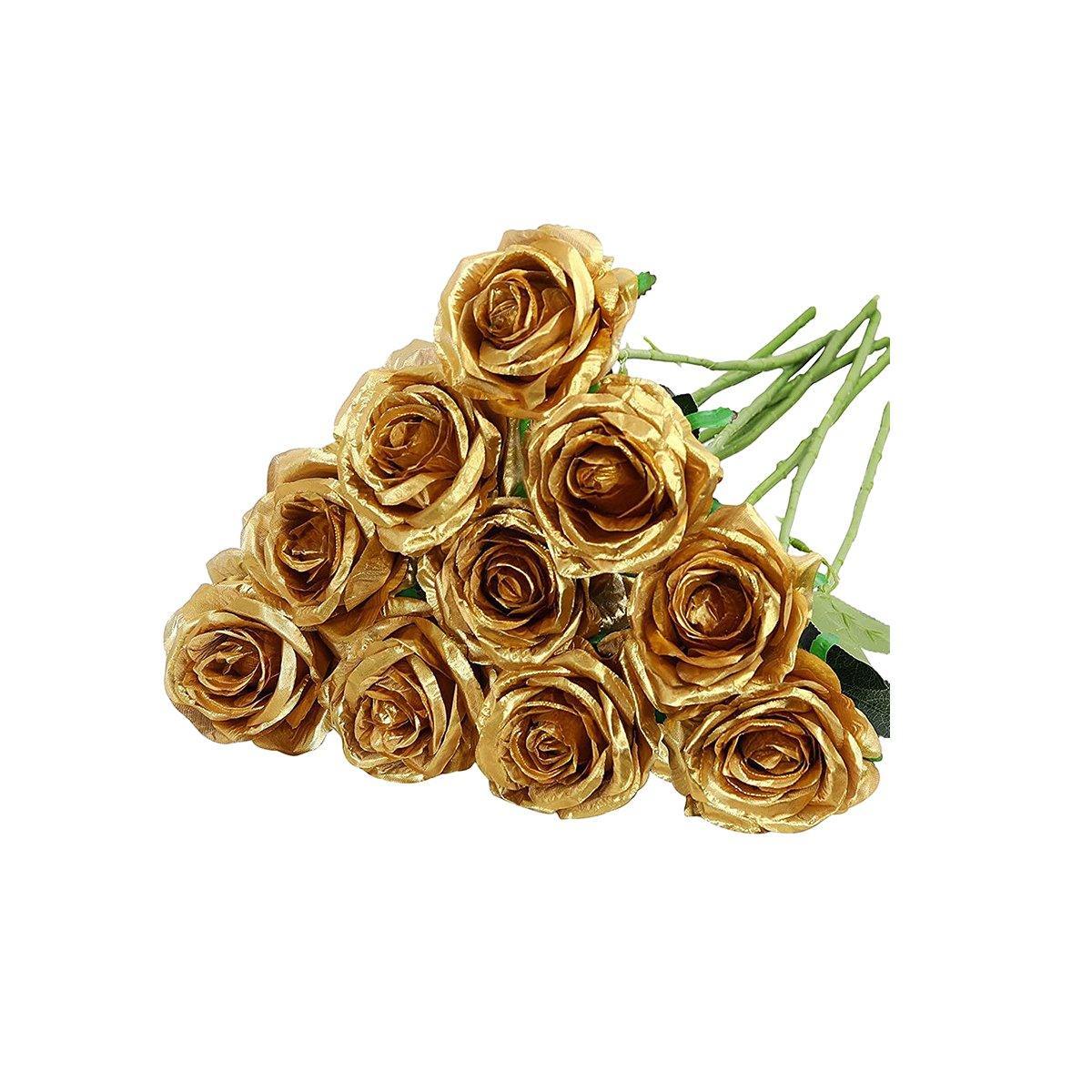 10pcs Artificial Silk Simulation Rose Flowers - Wedding Party Home Decorations - Black