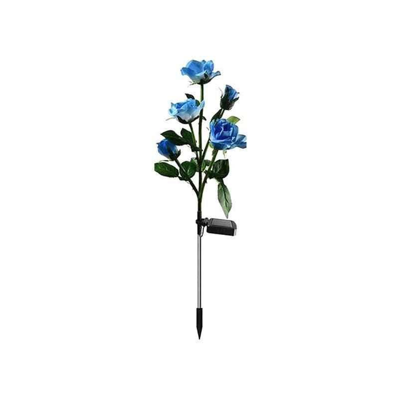 5 LED Solar Rose Flower Stake Lights Outdoor Garden Pathway Decoration Lamp