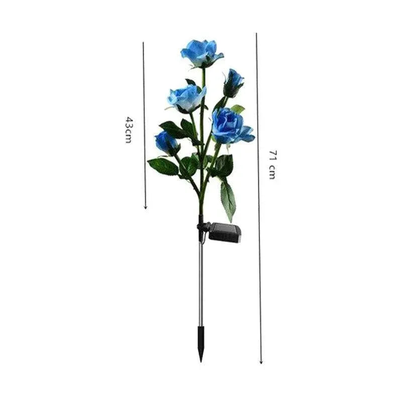 5 LED Solar Rose Flower Stake Lights Outdoor Garden Pathway Decoration Lamp