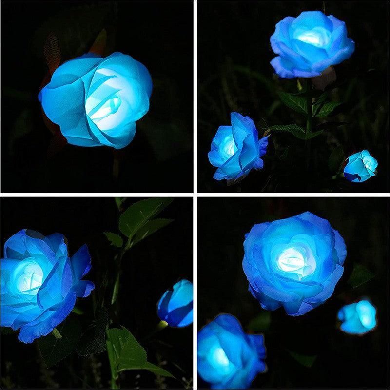 5 LED Solar Rose Flower Stake Lights Outdoor Garden Pathway Decoration Lamp