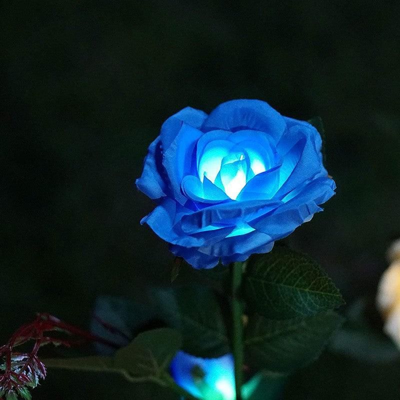 5 LED Solar Rose Flower Stake Lights Outdoor Garden Pathway Decoration Lamp
