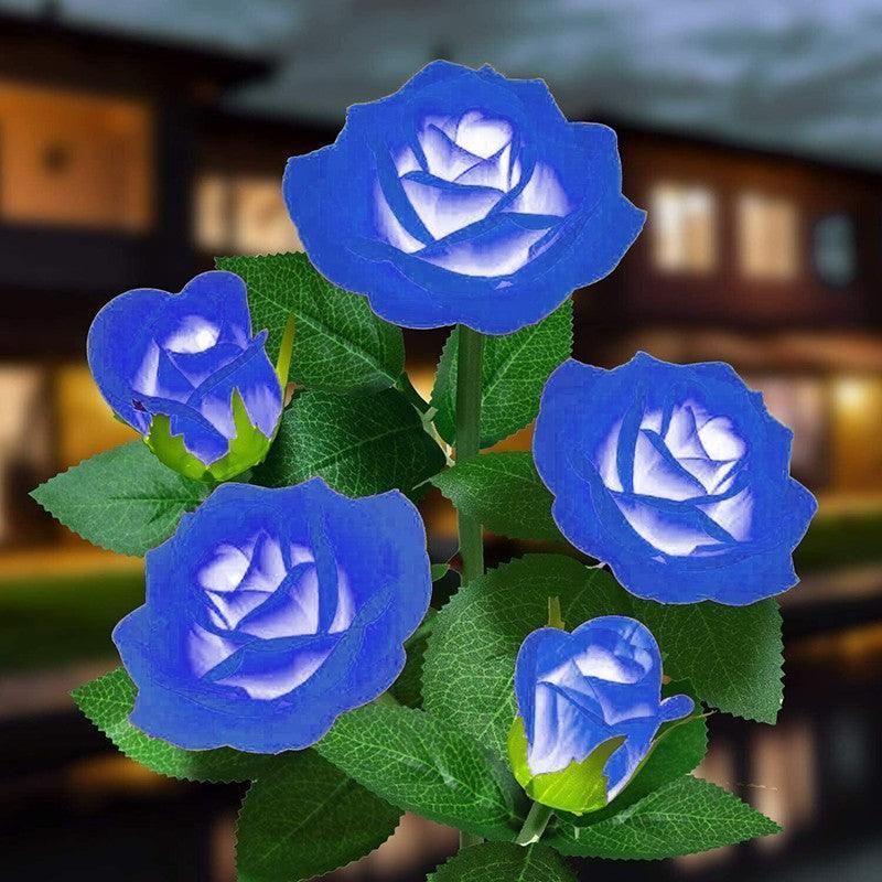5 LED Solar Rose Flower Stake Lights Outdoor Garden Pathway Decoration Lamp