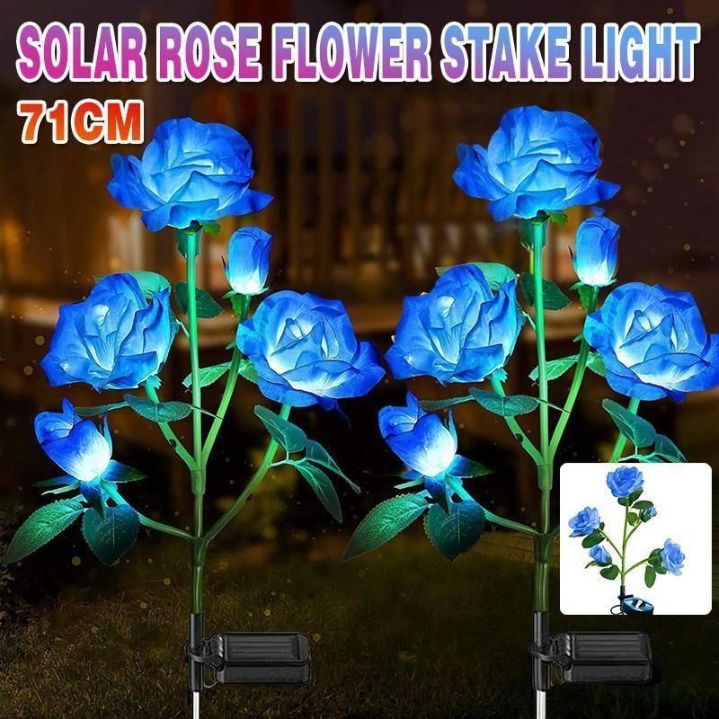 5 LED Solar Rose Flower Stake Lights Outdoor Garden Pathway Decoration Lamp