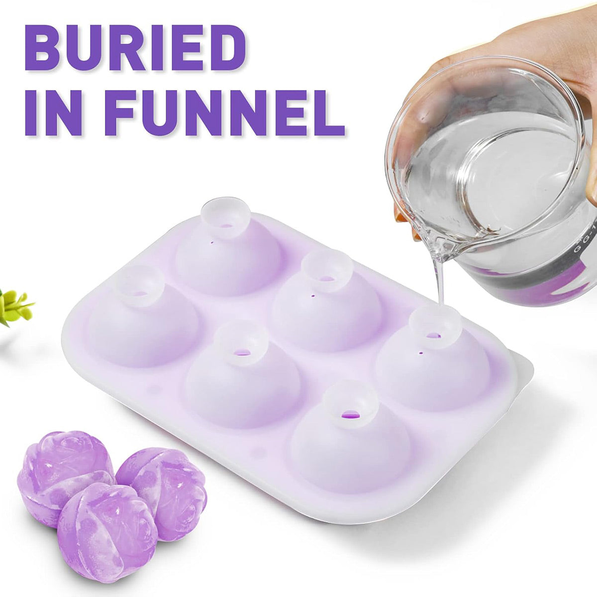 Large Ice Cube Tray Rose Maker Silicone Mold Whiskey Chocolate Jelly Mould DIY - Purple