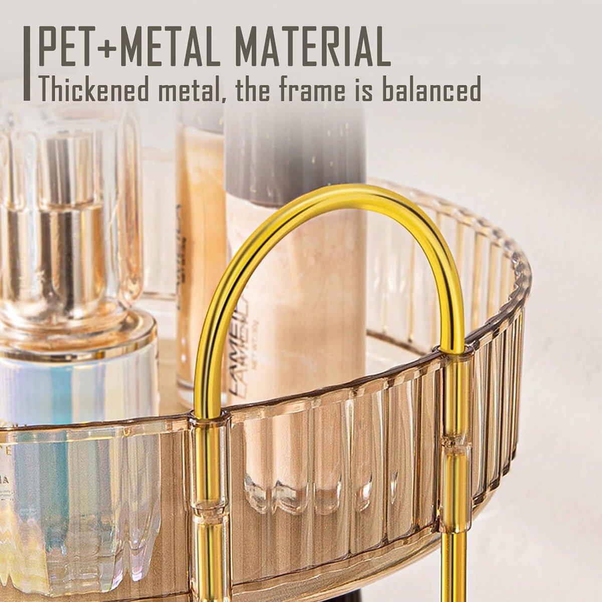 Rotating Cosmetic Organiser Home Storage Shelf Box for Makeup and Beauty Product - Amber